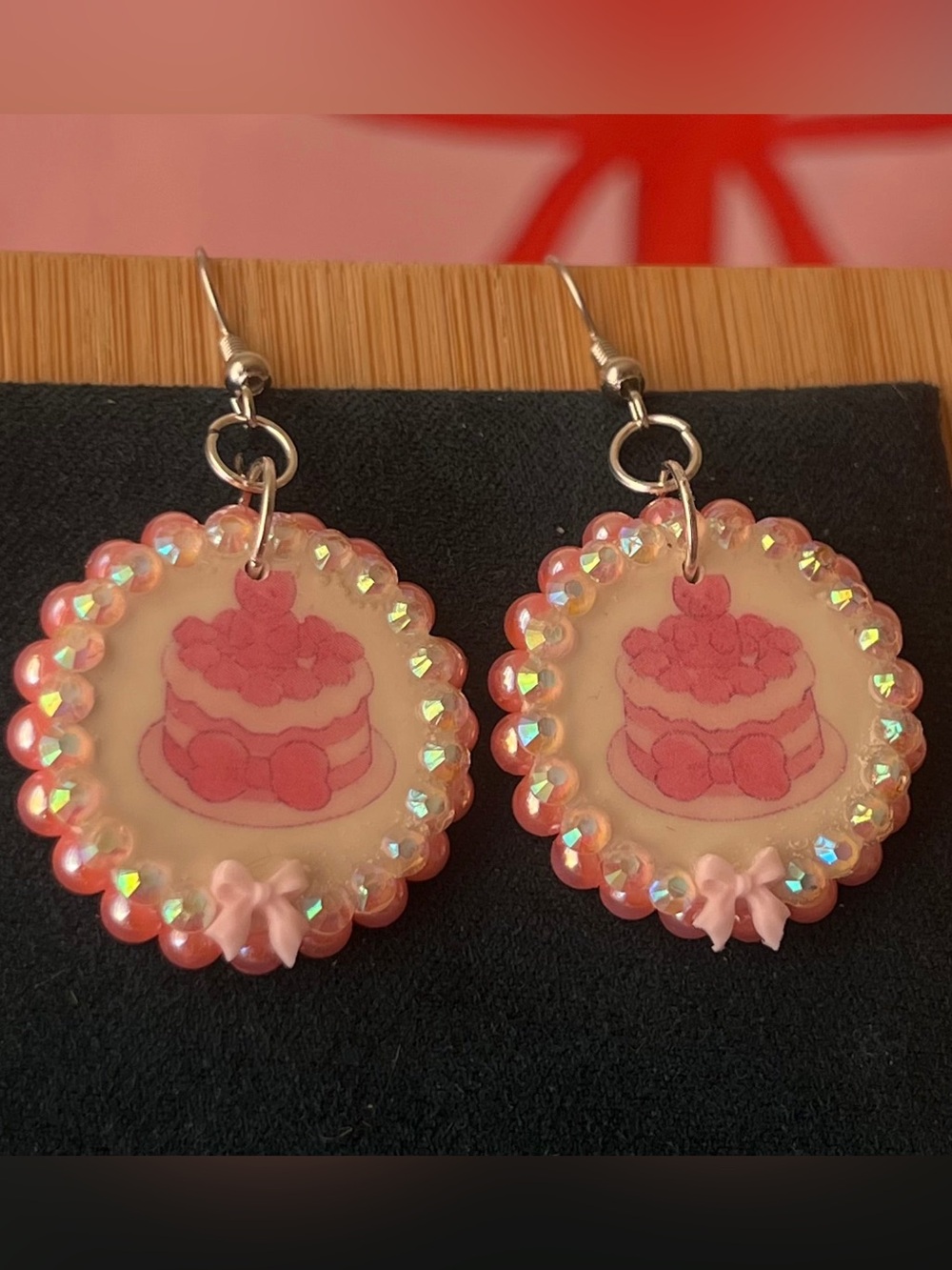 Jelly Cake Bow Earrings | Pink Coquette Kawaii Dangle Earrings | Dessertcore